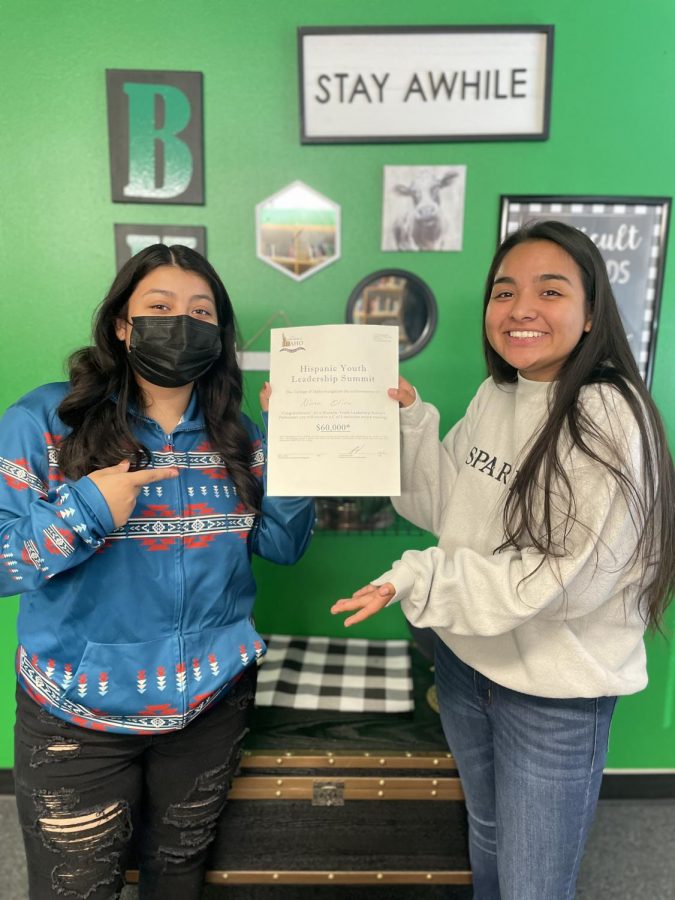Nivea Oliva (left), Zayra Munoz (right), and Michael Edwards (not pictured) were selected for a $60,000 scholarship to the College of Idaho. 